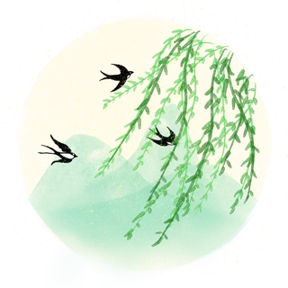 清明元素卡通春天清明节晚春绿色