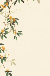 桂花枝叶清新黄色国风背景