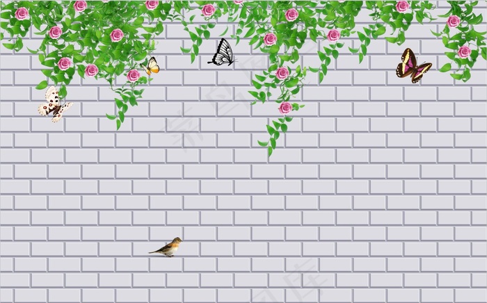 淡色轻色砖墙模板