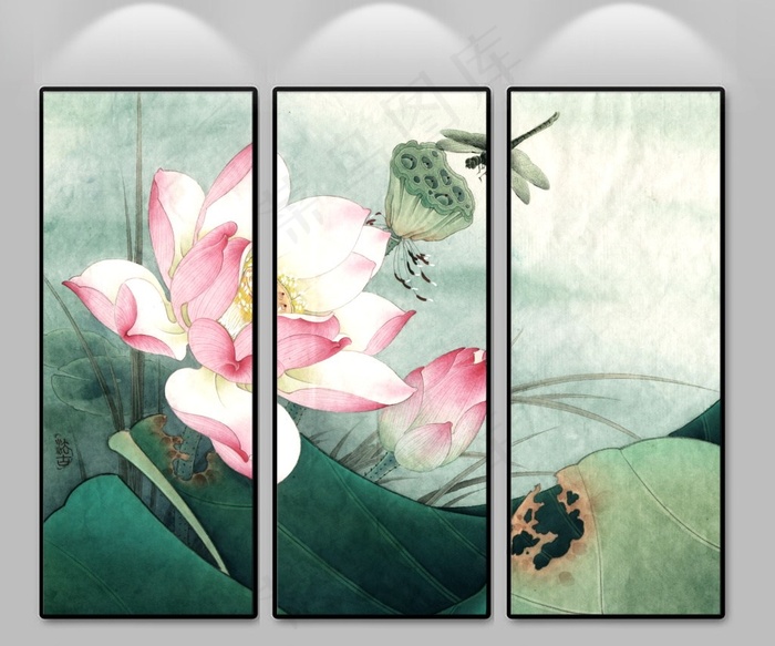 荷花蜻蜓国画装饰画
