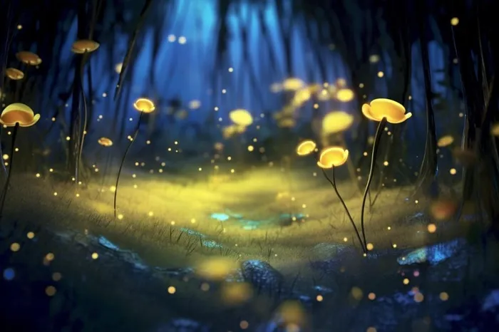 夜晚萤火虫草丛背景(1344x896)
