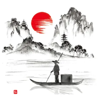 中国山水画水墨图案素材10