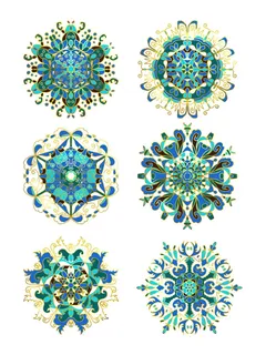 中国风古典民族风手绘曼陀罗花纹圆形插画AI矢量装饰图案PSD素材