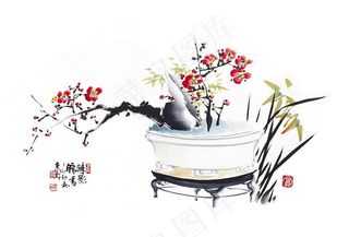 国画富贵鸟绘画图片素材