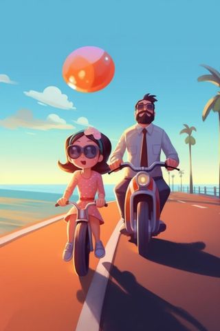 夏日阳光骑车游玩背景