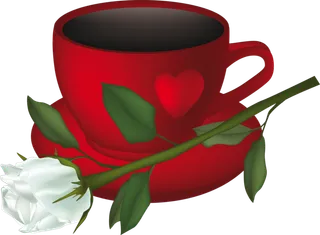 红色咖啡杯简笔立体玫瑰图