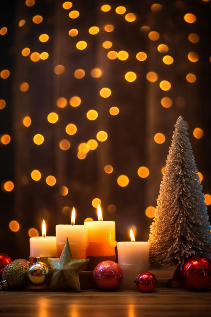 圣诞节日庆祝蜡烛灯光摄影图