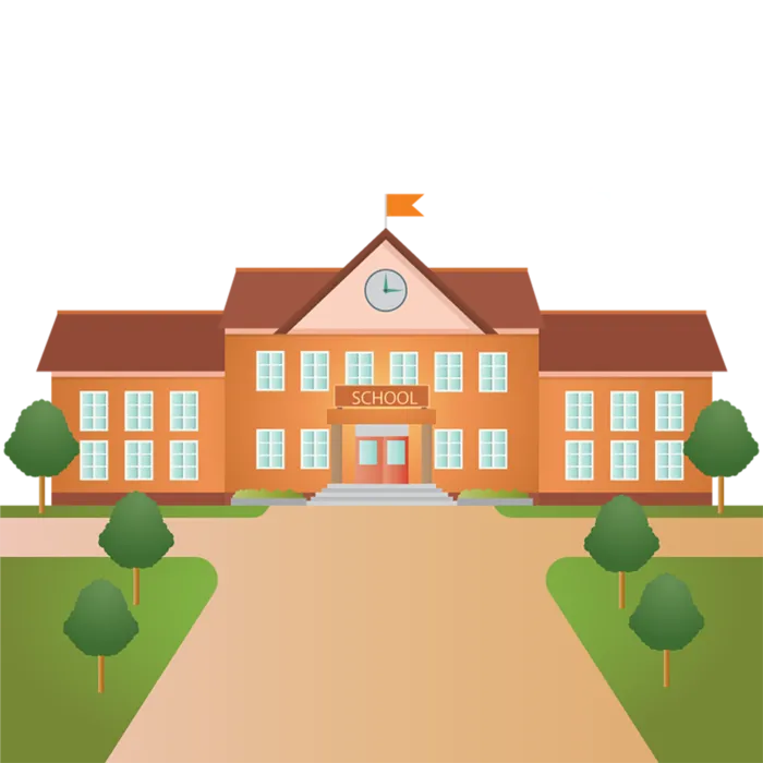 橘色校园建筑卡通少儿兴趣班