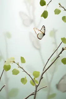 树枝蝴蝶清新背景