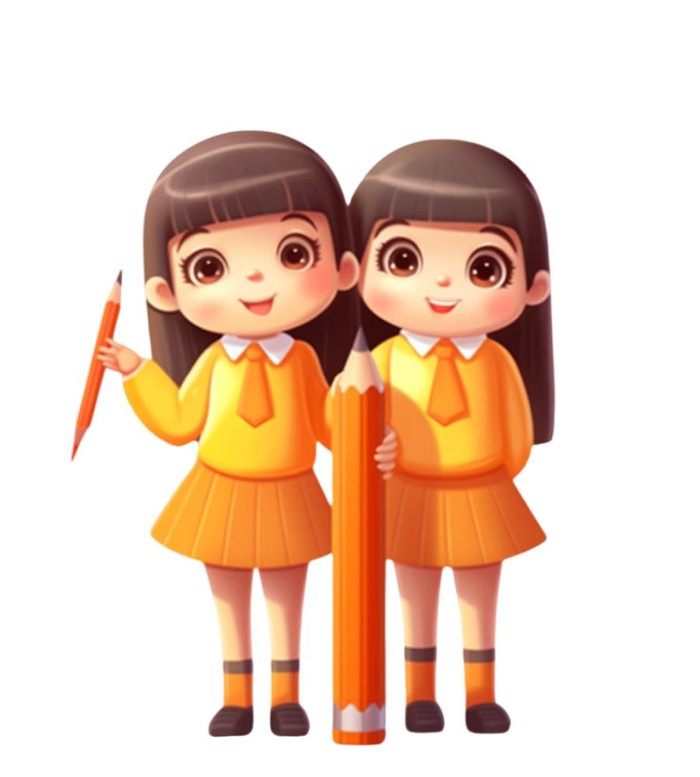 橙色女孩拿着笔免抠(1024x1136)
