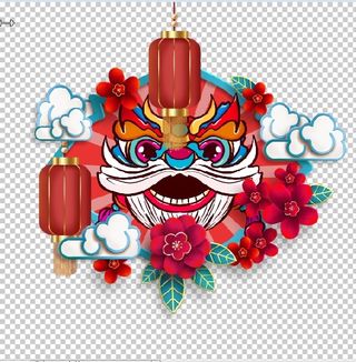 设计祝贺新年舞狮背景