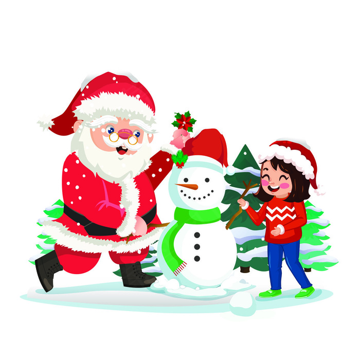 圣诞老人堆雪人