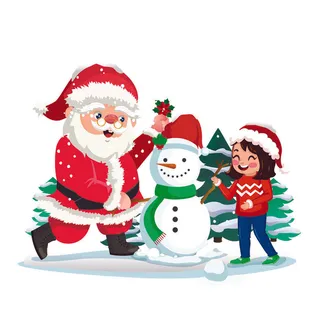 圣诞老人堆雪人