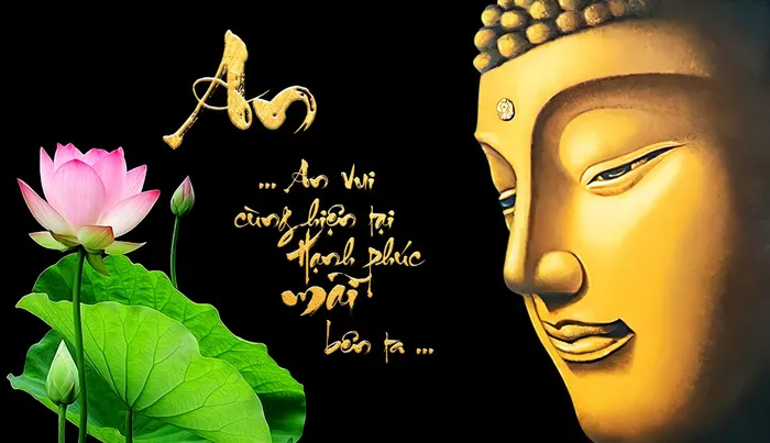 荷花金佛香黑色装饰画psd模版下载