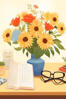 鲜花阳光书籍温馨唯美背景