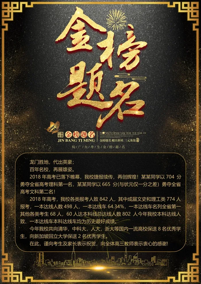 喜报战报海报贺喜金榜题名