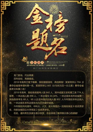 喜报战报海报贺喜金榜题名