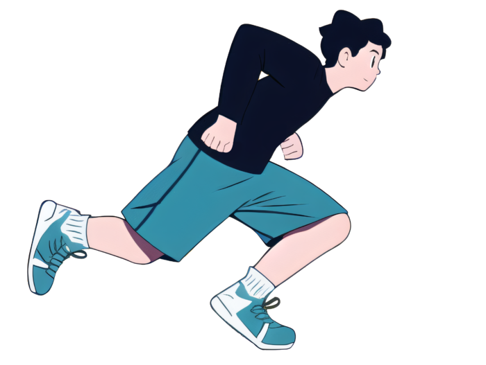 卡通手绘跑步男生