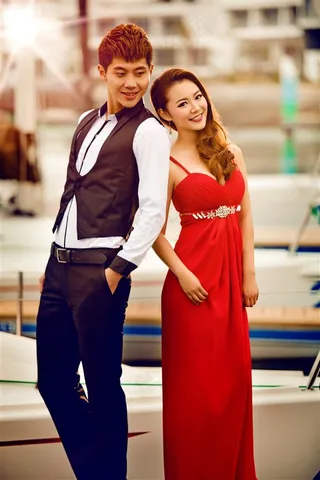 时尚恋人黄昏港口外拍高清摄影