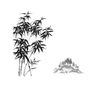 竹子水墨画中国风国画墨水书法竹子画