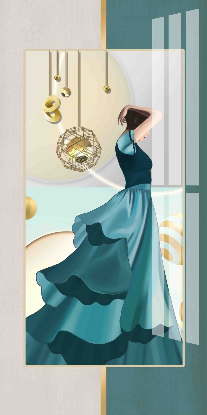美女装饰画psd模版下载