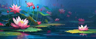 夏天荷花池荷叶池塘，夏至小暑大暑