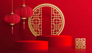 红色灯笼产品展示台