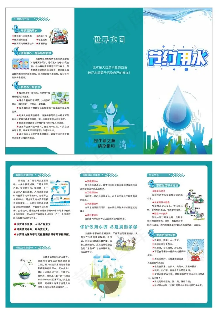 节约用水折页cdr矢量模版下载