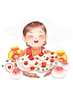 兔年美食 兔年素材 兔年元素 新春素材 卡通奶奶