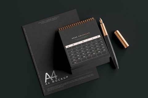 高端暗黑文具类文创VI样机模板