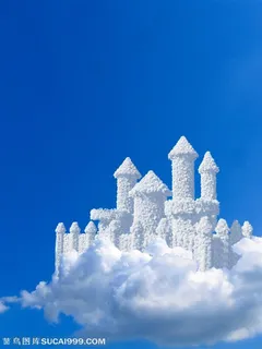 创意高空云朵城堡高清图片