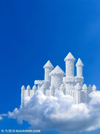 创意高空云朵城堡高清图片