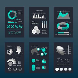 科技互联网柱状折线图数据统计信息图表元素AI矢量设计素材模板
