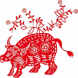 牛剪纸 剪纸风元素
