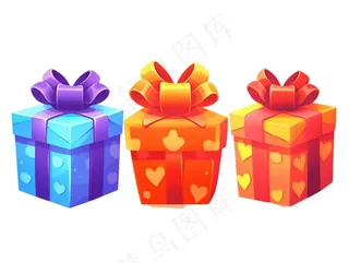 圣诞礼物礼盒卡通插画免抠