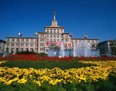 楼房前的植物花丛