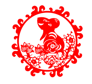 红色喜庆鼠年剪纸窗花新年快乐免扣PNG素材图片 (27)