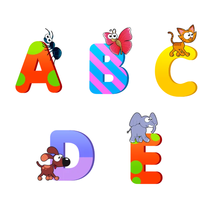 ABCDE卡通动物字母ai矢量模版下载