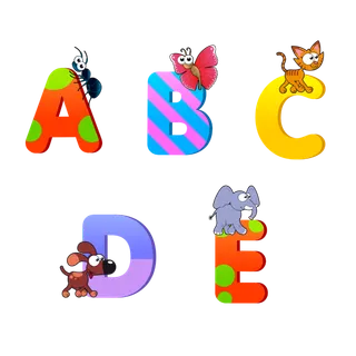 ABCDE卡通动物字母