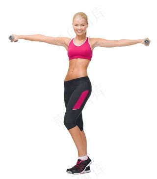 健身美女举哑铃图片