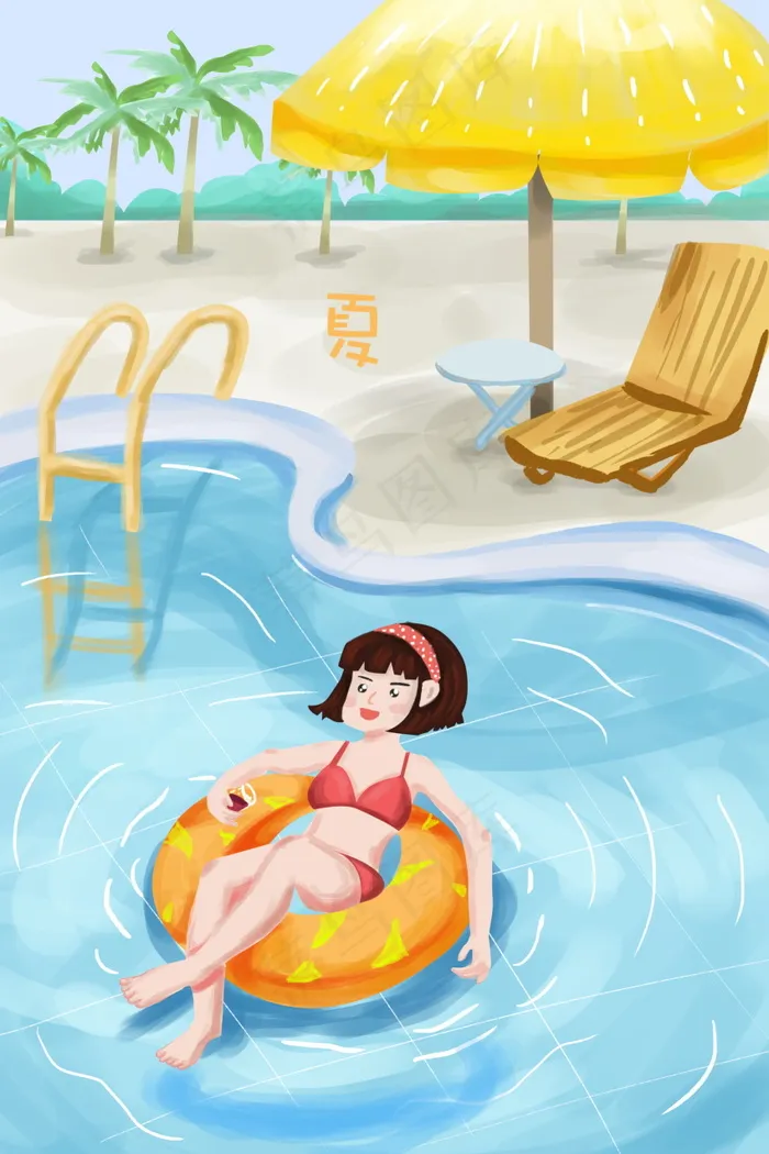 夏天插画 夏日海报图片psd模版下载