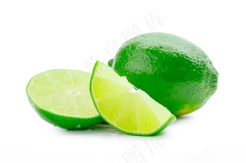 一个青柠和其切面高清摄影图