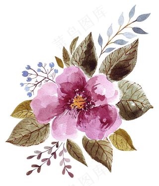 紫色大气水墨花朵