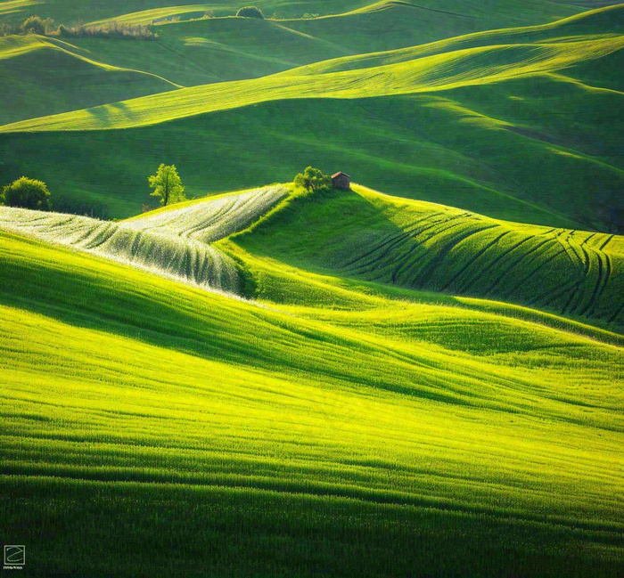 春天连绵山脉绿色草地郊游，清新惊蛰春分摄影图