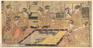 喜多川歌磨唯美室内美女装饰画