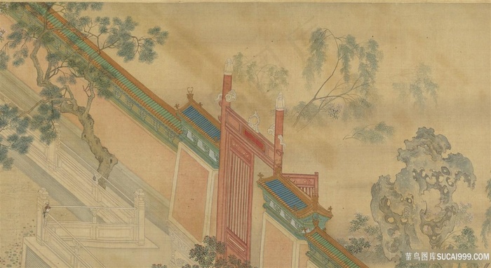 第十二幅汉宫春晓图墙门绘画图片