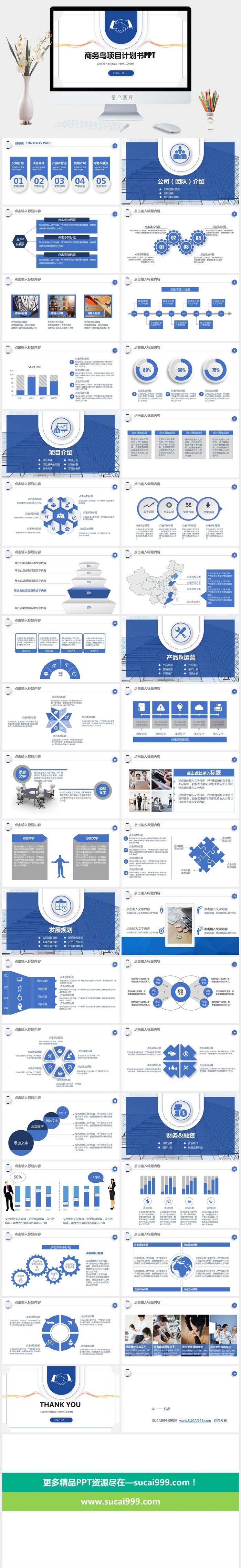 简约商务蓝完整框架商业计划书ppt模板