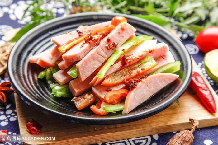 火腿青椒丝菜肴佳肴