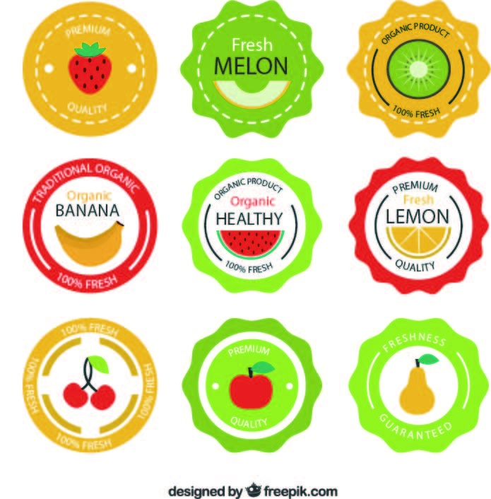 免抠彩色果汁标签