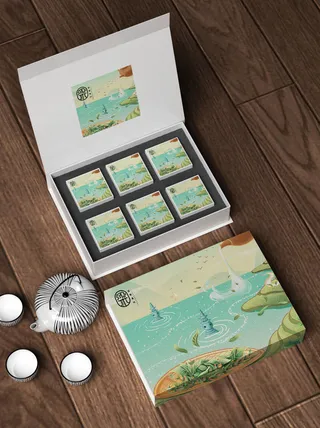 国风高档茶叶包装盒袋罐瓶LOGO标贴展示VI智能贴图样机PSD素材